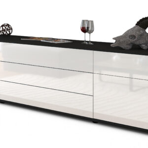 Lowboard Benita | Korpus Anthrazit | Front in Hochglanz Weiß | 180x49x35cm (BxHxT)