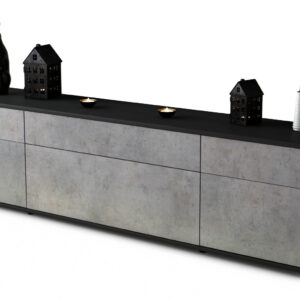Lowboard Beppa | Korpus Anthrazit | Front in Beton Optik | 180x49x35cm (BxHxT)
