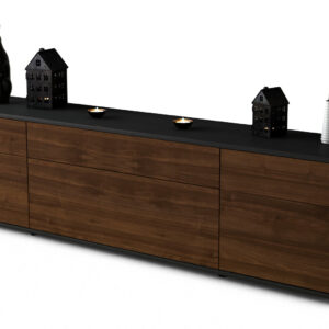 Lowboard Beppa | Korpus Anthrazit | Front in Walnuss Holz Optik | 180x49x35cm (BxHxT)