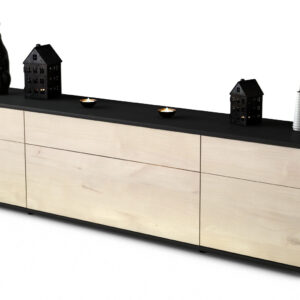 Lowboard Beppa | Korpus Anthrazit | Front in Zeder Holz Optik | 180x49x35cm (BxHxT)