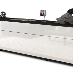 Lowboard Beppa | Korpus Anthrazit | Front in Hochglanz Weiß | 180x49x35cm (BxHxT)