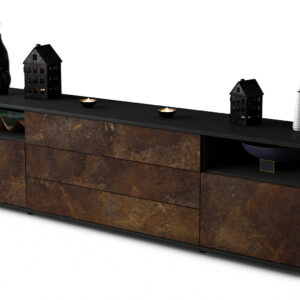 Lowboard Bettina | Korpus Anthrazit | Front in Rost Optik | 180x49x35cm (BxHxT)
