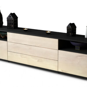 Lowboard Bettina | Korpus Anthrazit | Front in Zeder Holz Optik | 180x49x35cm (BxHxT)