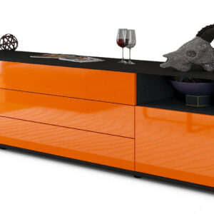 Lowboard Bettina | Korpus Anthrazit | Front in Hochglanz Orange | 180x49x35cm (BxHxT)