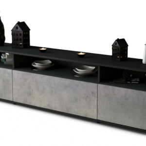 Lowboard Bianca | Korpus Anthrazit | Front in Beton Optik | 180x49x35cm (BxHxT)