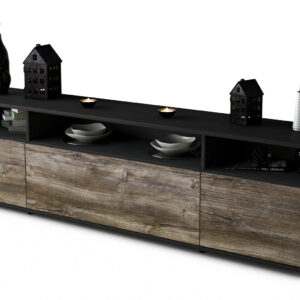 Lowboard Bianca | Korpus Anthrazit | Front in Treibholz Holz Optik | 180x49x35cm (BxHxT)