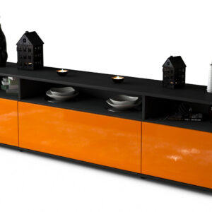 Lowboard Bianca | Korpus Anthrazit | Front in Hochglanz Orange | 180x49x35cm (BxHxT)
