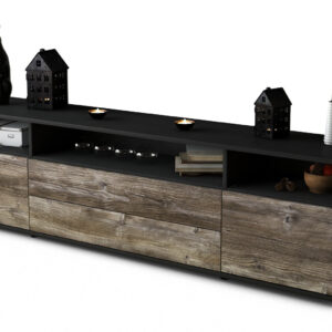 Lowboard Biancaneve | Korpus Anthrazit | Front in Treibholz Holz Optik | 180x49x35cm (BxHxT)