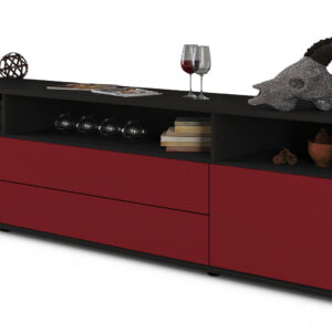 Lowboard Biancaneve | Korpus Anthrazit | Front in Bordeaux | 180x49x35cm (BxHxT)