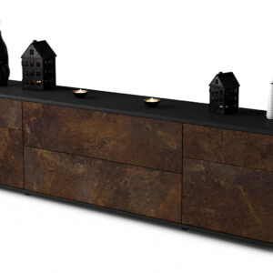 Lowboard Bibiane | Korpus Anthrazit | Front in Rost Optik | 180x49x35cm (BxHxT)