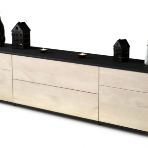 Lowboard Bibiane | Korpus Anthrazit | Front in Zeder Holz Optik | 180x49x35cm (BxHxT)