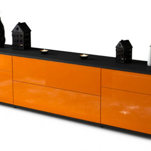 Lowboard Bibiane | Korpus Anthrazit | Front in Hochglanz Orange | 180x49x35cm (BxHxT)