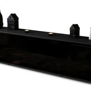 Lowboard Bibiane | Korpus Anthrazit | Front in Hochglanz Schwarz | 180x49x35cm (BxHxT)