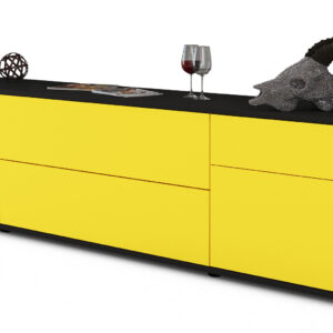 Lowboard Bibiane | Korpus Anthrazit | Front in Gelb | 180x49x35cm (BxHxT)