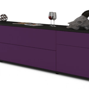 Lowboard Bibiane | Korpus Anthrazit | Front in Lila | 180x49x35cm (BxHxT)