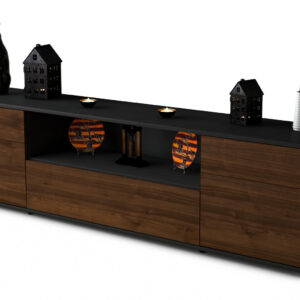 Lowboard Biggi | Korpus Anthrazit | Front in Walnuss Holz Optik | 180x49x35cm (BxHxT)