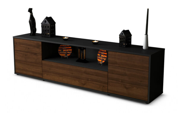 Lowboard Biggi | Korpus Anthrazit | Front in Walnuss Holz Optik | 180x49x35cm (BxHxT)