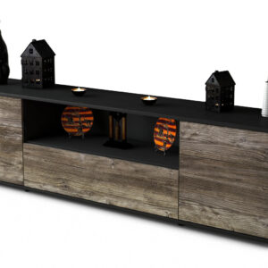 Lowboard Biggi | Korpus Anthrazit | Front in Treibholz Holz Optik | 180x49x35cm (BxHxT)