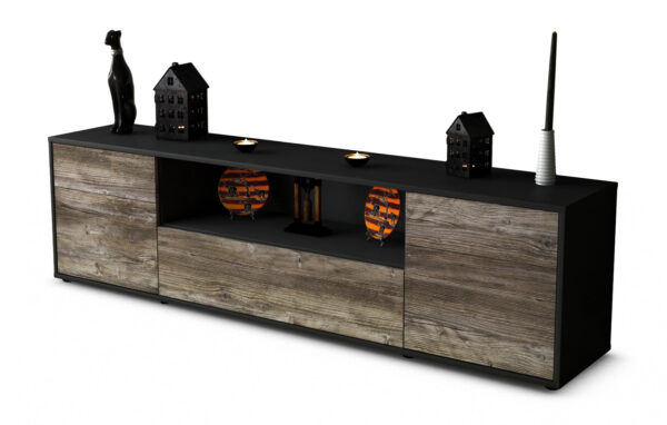 Lowboard Biggi | Korpus Anthrazit | Front in Treibholz Holz Optik | 180x49x35cm (BxHxT)