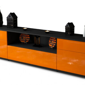 Lowboard Biggi | Korpus Anthrazit | Front in Hochglanz Orange | 180x49x35cm (BxHxT)