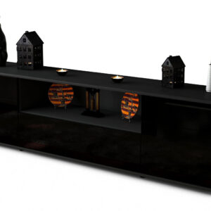 Lowboard Biggi | Korpus Anthrazit | Front in Hochglanz Schwarz | 180x49x35cm (BxHxT)