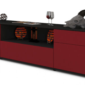 Lowboard Biggi | Korpus Anthrazit | Front in Bordeaux | 180x49x35cm (BxHxT)