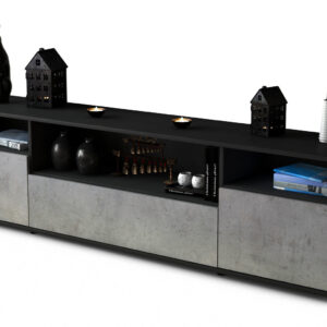 Lowboard Bionda | Korpus Anthrazit | Front in Beton Optik | 180x49x35cm (BxHxT)