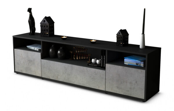 Lowboard Bionda | Korpus Anthrazit | Front in Beton Optik | 180x49x35cm (BxHxT)