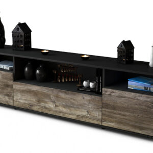 Lowboard Bionda | Korpus Anthrazit | Front in Treibholz Holz Optik | 180x49x35cm (BxHxT)
