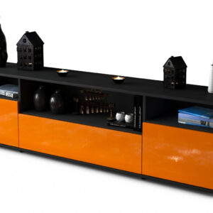 Lowboard Bionda | Korpus Anthrazit | Front in Hochglanz Orange | 180x49x35cm (BxHxT)