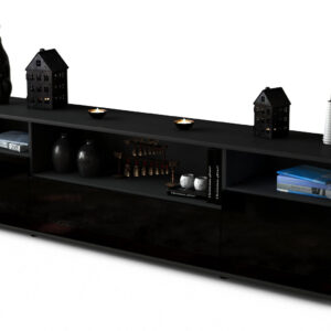Lowboard Bionda | Korpus Anthrazit | Front in Hochglanz Schwarz | 180x49x35cm (BxHxT)