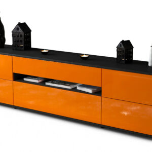 Lowboard Bjonda | Korpus Anthrazit | Front in Hochglanz Orange | 180x49x35cm (BxHxT)