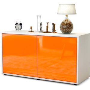 Lowboard Ada | Korpus Weiß | Front in Hochglanz Orange | 92x49x35cm (BxHxT)