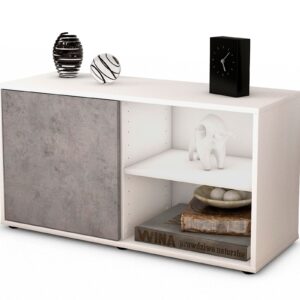 Lowboard Adelia | Korpus Weiß | Front in Beton Optik | 92x49x35cm (BxHxT)