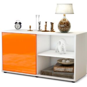 Lowboard Adelia | Korpus Weiß | Front in Hochglanz Orange | 92x49x35cm (BxHxT)