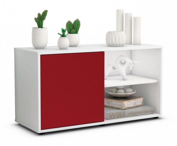 Lowboard Adelia | Korpus Weiß | Front in Bordeaux | 92x49x35cm (BxHxT)