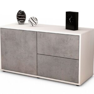 Lowboard Adria | Korpus Weiß | Front in Beton Optik | 92x49x35cm (BxHxT)