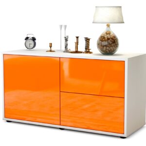 Lowboard Adria | Korpus Weiß | Front in Hochglanz Orange | 92x49x35cm (BxHxT)