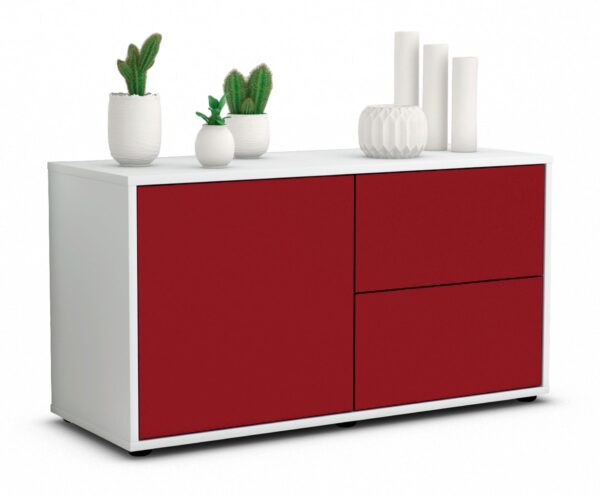 Lowboard Adria | Korpus Weiß | Front in Bordeaux | 92x49x35cm (BxHxT)
