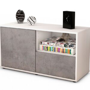 Lowboard Adriana | Korpus Weiß | Front in Beton Optik | 92x49x35cm (BxHxT)