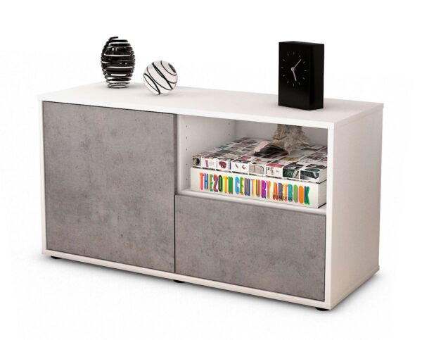 Lowboard Adriana | Korpus Weiß | Front in Beton Optik | 92x49x35cm (BxHxT)