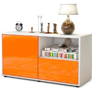 Lowboard Adriana | Korpus Weiß | Front in Hochglanz Orange | 92x49x35cm (BxHxT)