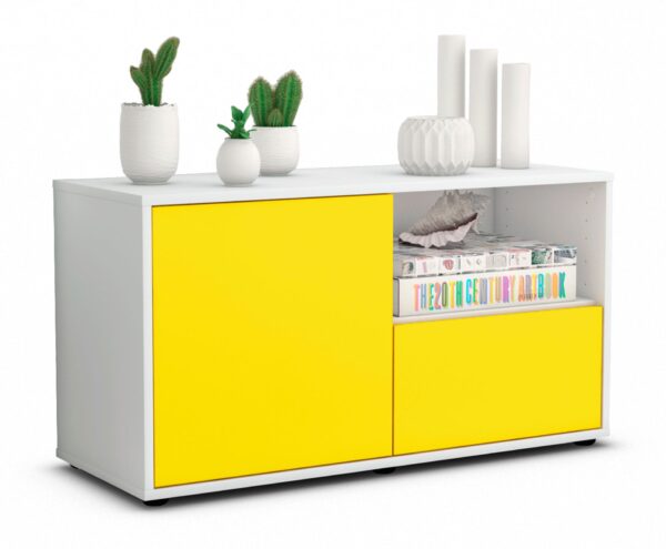 Lowboard Adriana | Korpus Weiß | Front in Gelb | 92x49x35cm (BxHxT)