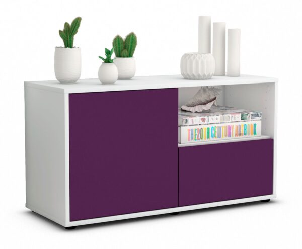 Lowboard Adriana | Korpus Weiß | Front in Lila | 92x49x35cm (BxHxT)