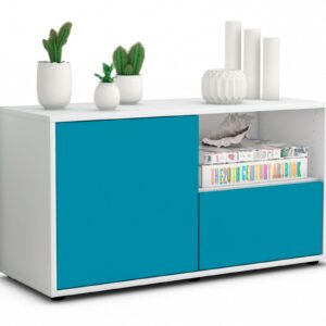 Lowboard Adriana | Korpus Weiß | Front in Türkis | 92x49x35cm (BxHxT)
