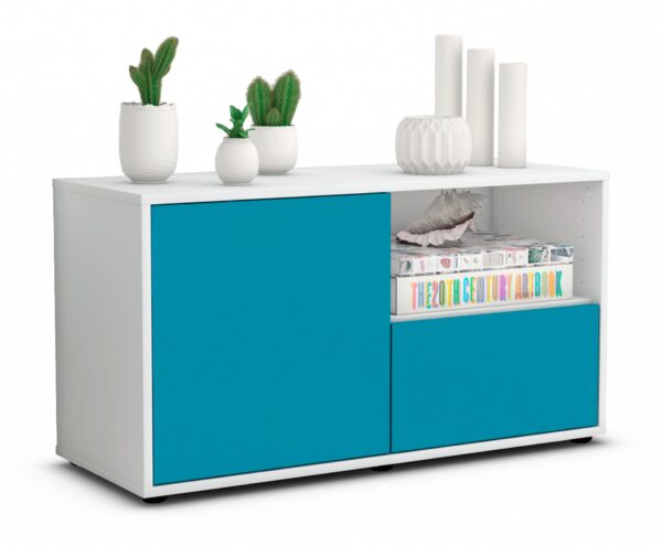 Lowboard Adriana | Korpus Weiß | Front in Türkis | 92x49x35cm (BxHxT)
