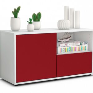 Lowboard Adriana | Korpus Weiß | Front in Bordeaux | 92x49x35cm (BxHxT)