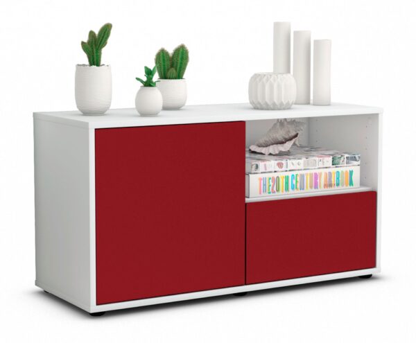 Lowboard Adriana | Korpus Weiß | Front in Bordeaux | 92x49x35cm (BxHxT)