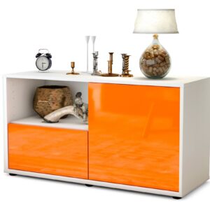 Lowboard Adrina | Korpus Weiß | Front in Hochglanz Orange | 92x49x35cm (BxHxT)