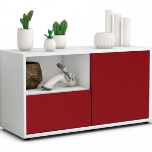 Lowboard Adrina | Korpus Weiß | Front in Bordeaux | 92x49x35cm (BxHxT)